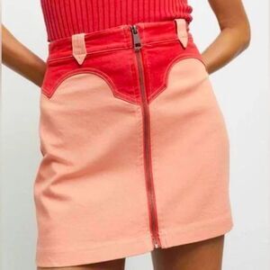 NWT Urban Outfitters BDG Cody Mini Denim Western Skirt in Pink Combo size S